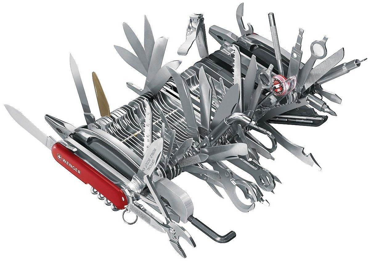 A Swiss Army knife with every possible attachment.